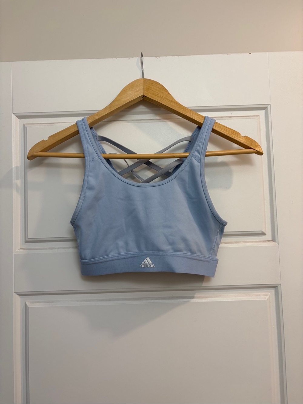 adidas Sky Blue Crisscross-Back Sports Bra